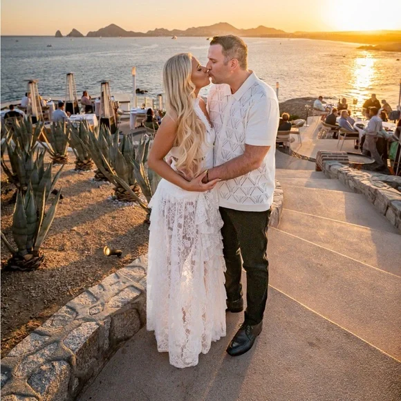 12th Tribe Princesa White Lace Drop Waist Maxi Dress Size M - Picture 7 of 8